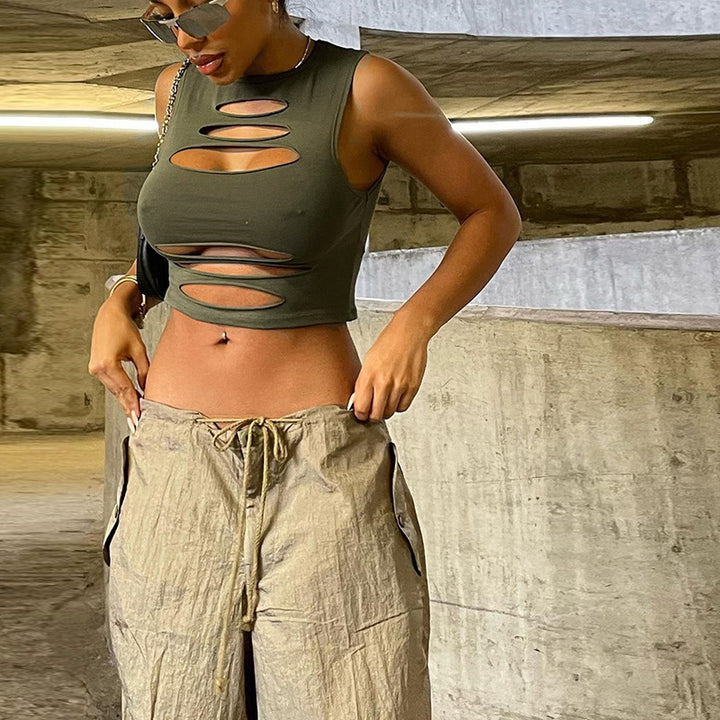 Damer Cut-Out Crop-Top Skovae