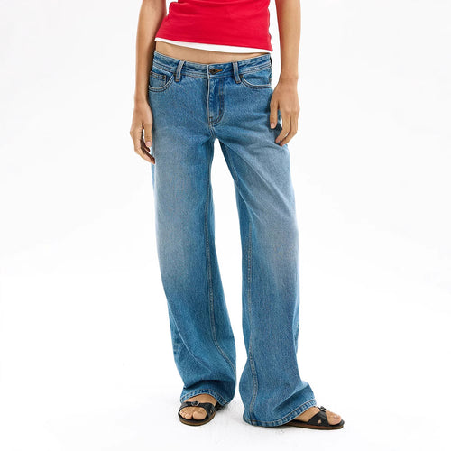 Damernes brede denim jeans i afslappet pasform Stilla