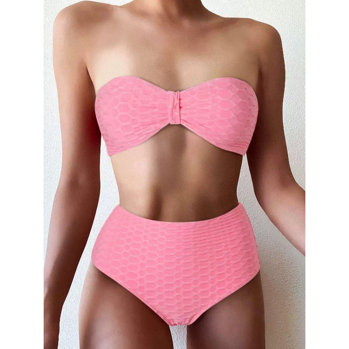 Dame højt skåret bikini med stilfuldt knudedetalje Skovae