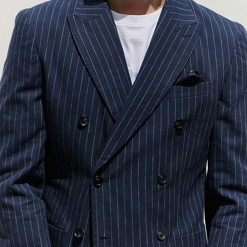 Herrer elegant stribet blazer i dobbelt snit Stilla