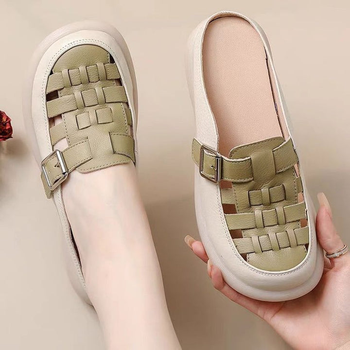 Dame komfort-sandaler med moderigtigt flettet remdesign og skridsikker sål Stilla