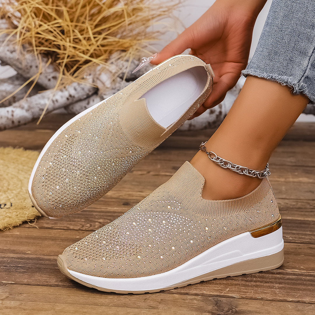 Dame Glitrende Slip-On Sneakers med behagelig sål og elastisk overdel Stilla