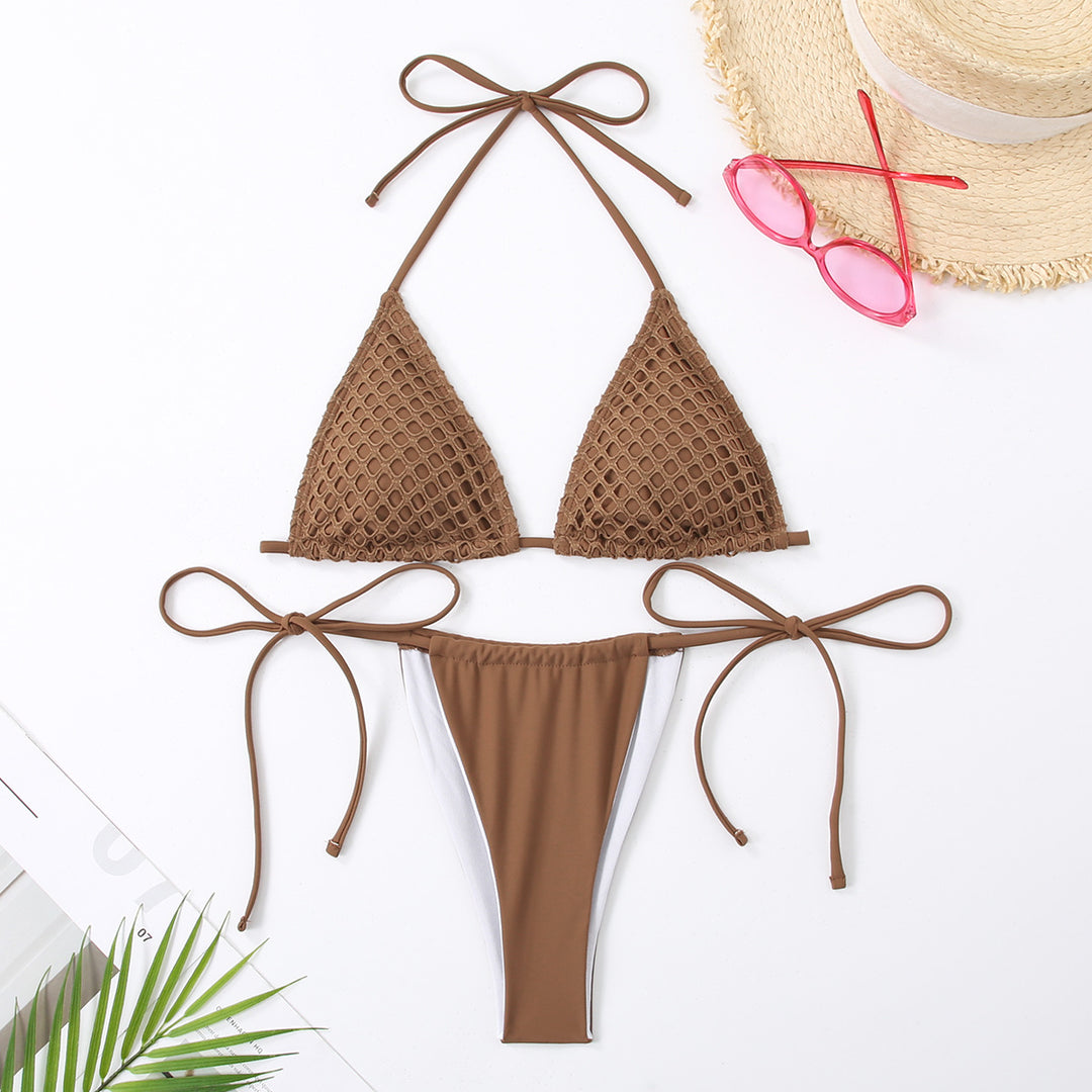 Femme Triangle Hækle Bikini Sæt Stilla