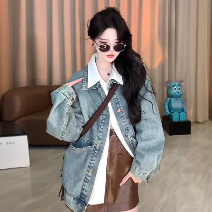 Kvinders afslappede oversized denimjakke Stilla