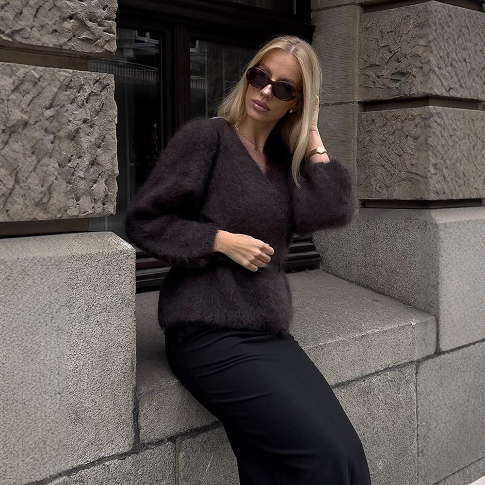 Damer hyggelig pullover med afslappet snit og dyb V-hals Stilla
