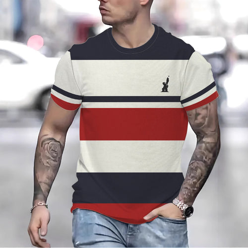Herren T-shirt med moderne stribemønster og åndbart bomulds kvalitet Stilla