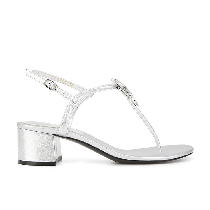 Dame elegante blokhæle T-rem sandal med strass-aksent Stilla