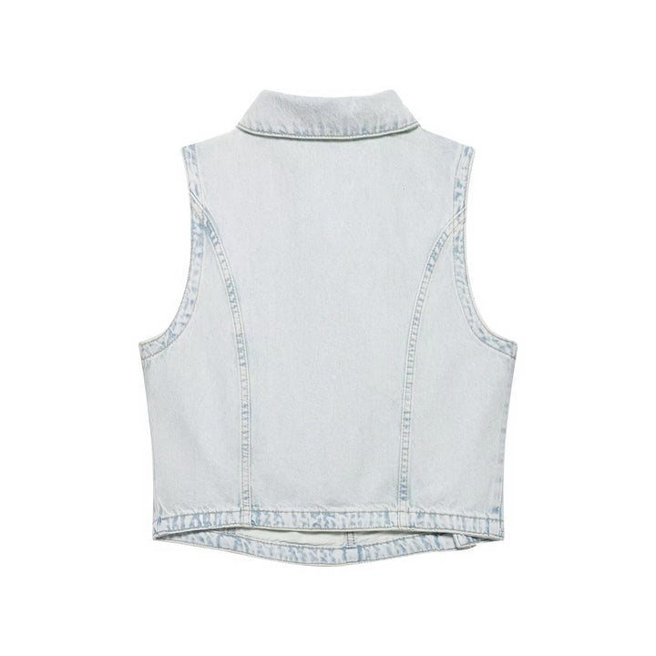 Dame bred Denim-bukser med høj talje og asymmetrisk snit Skovae