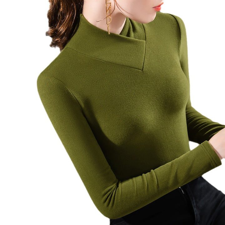Dame Langærmet Rullekraveoverdel med fin ribstruktur og elegant snit Stilla