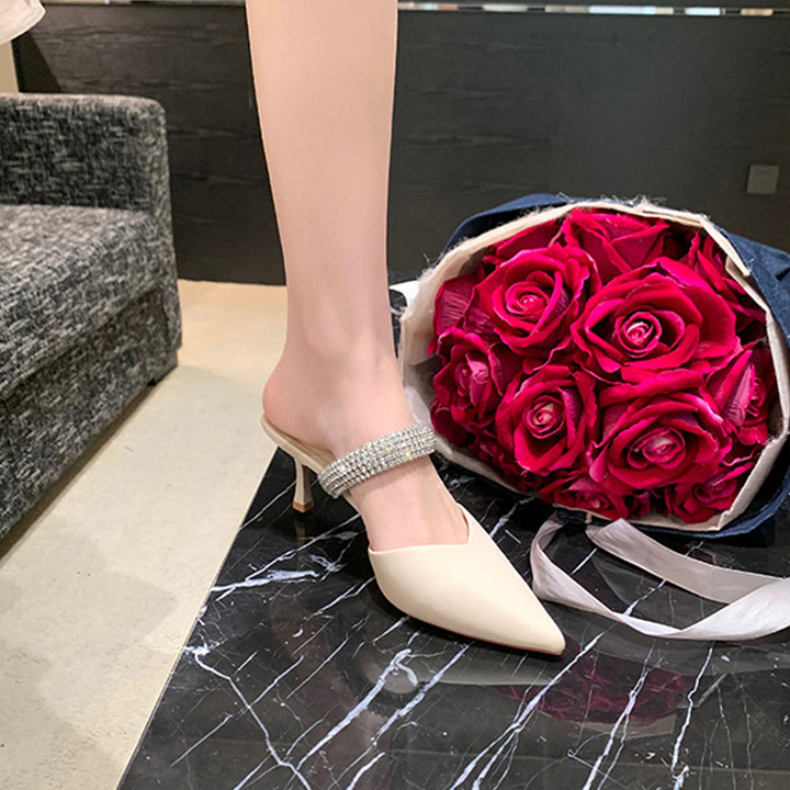 Dame elegante Slingback-hæle med rhinestones rem Stilla