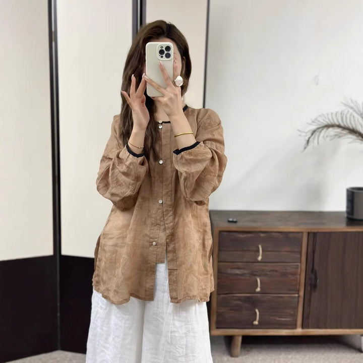 Femme Relaxed Fit Button-Up Linned skjorte Stilla