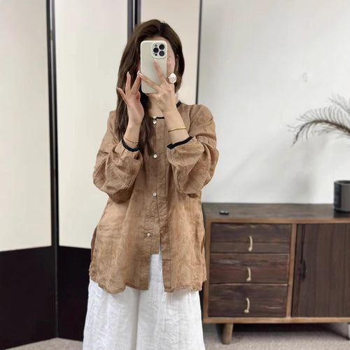 Femme Relaxed Fit Button-Up Linned skjorte Stilla