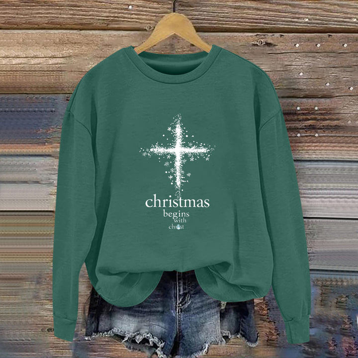 Kvinders sweatshirt med Christian motiv og blød inderside Stilla