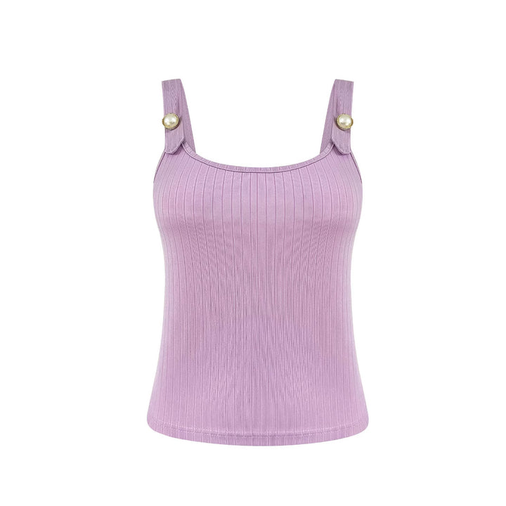 Kvinder Ribbenknap-Detalje Crop-Top Stilla