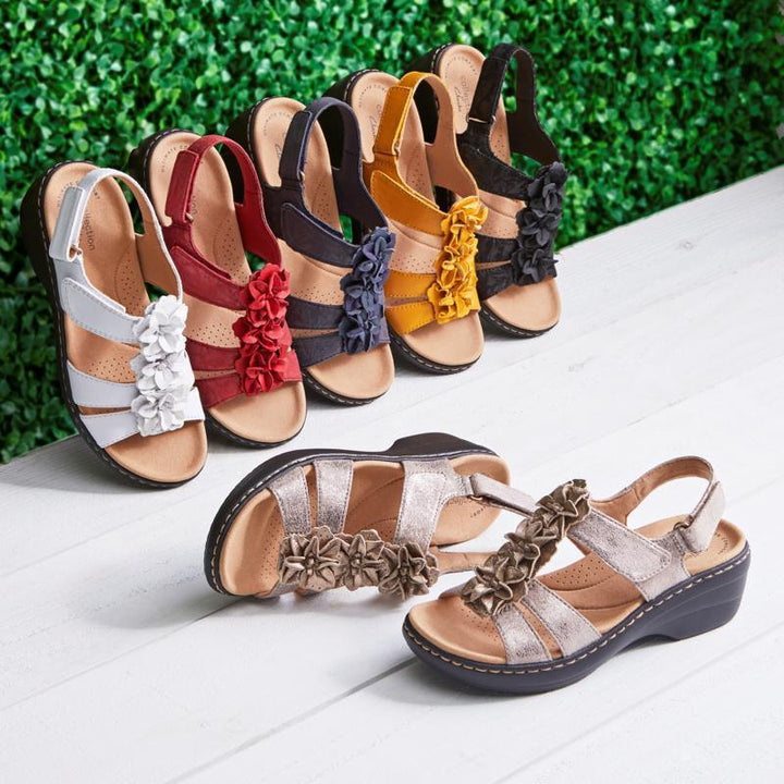 Dame Komfortable Wedge-sandaler med modefikserede rynkedetaljer Stilla