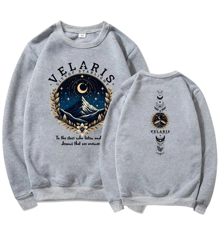 Kvinders sweatshirt med kunstnerisk nattehimmel motiv Skovae