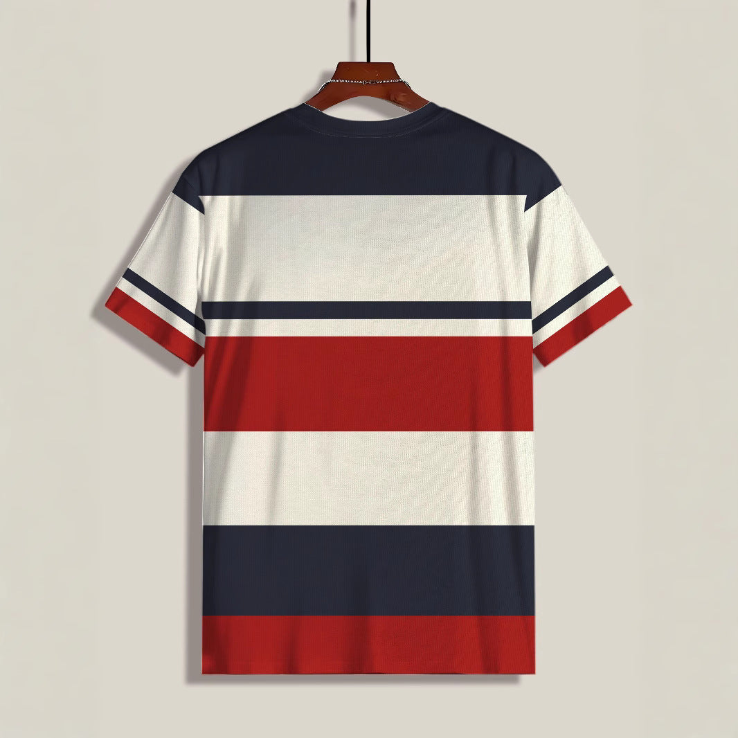 Herren T-shirt med moderne stribemønster og åndbart bomulds kvalitet Stilla