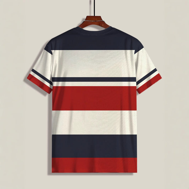 Herren T-shirt med moderne stribemønster og åndbart bomulds kvalitet Stilla