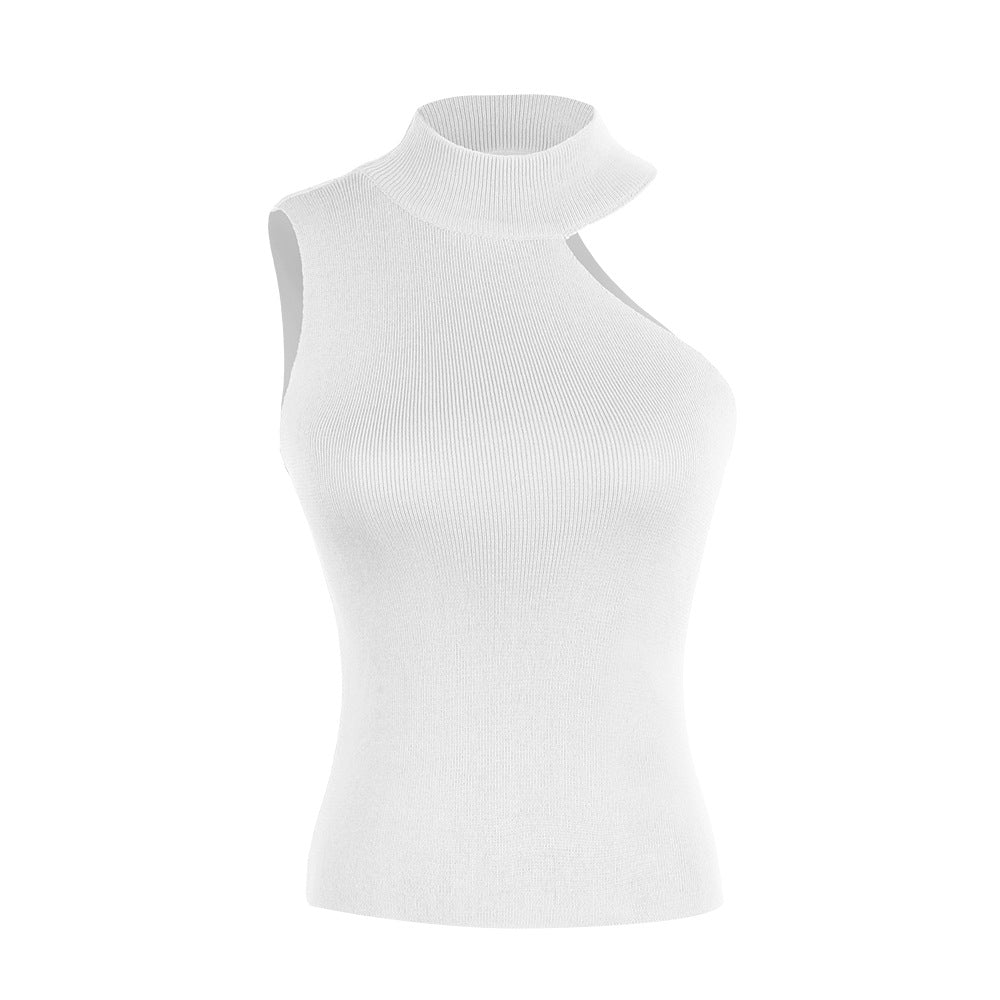 Dame ærmeløs top med højhalset udskæring og moderne cut-out Stilla