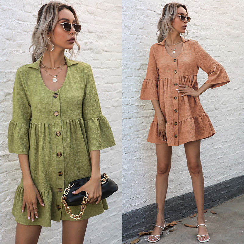 Femme Bohemian Knap-Top A-Linie Kjole Stilla