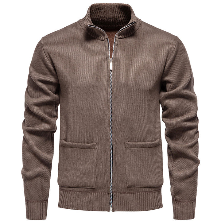 Herrer struktureret lynlås strikjakke sweater Stilla