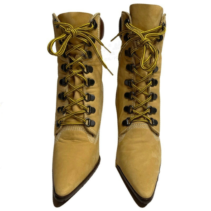 Femme Stilfulde Snørehighheel Støvler Stilla