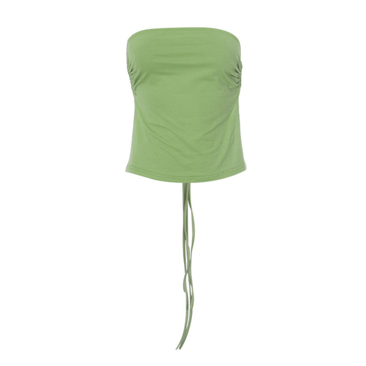 Dame tanktop med elastisk pasform og moderne rynkeeffekt Skovae