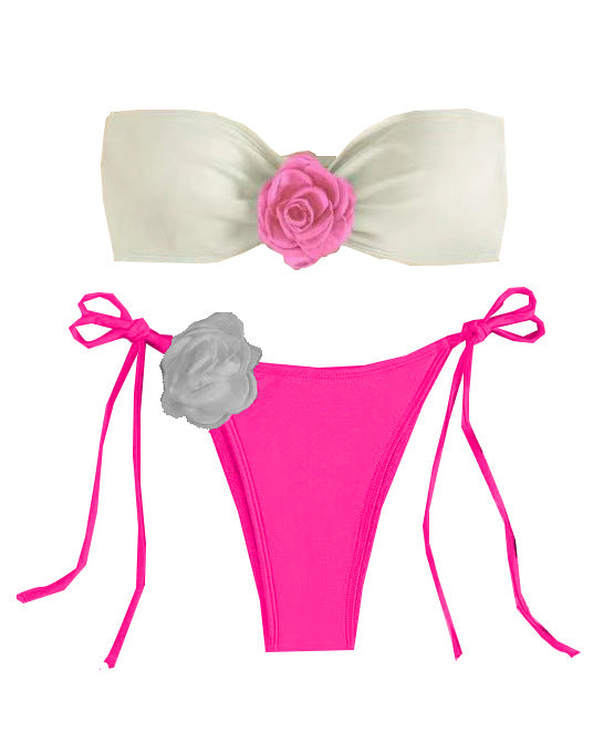 Femme Bandeau-Bikini-Sæt med blomstermotiver Stilla