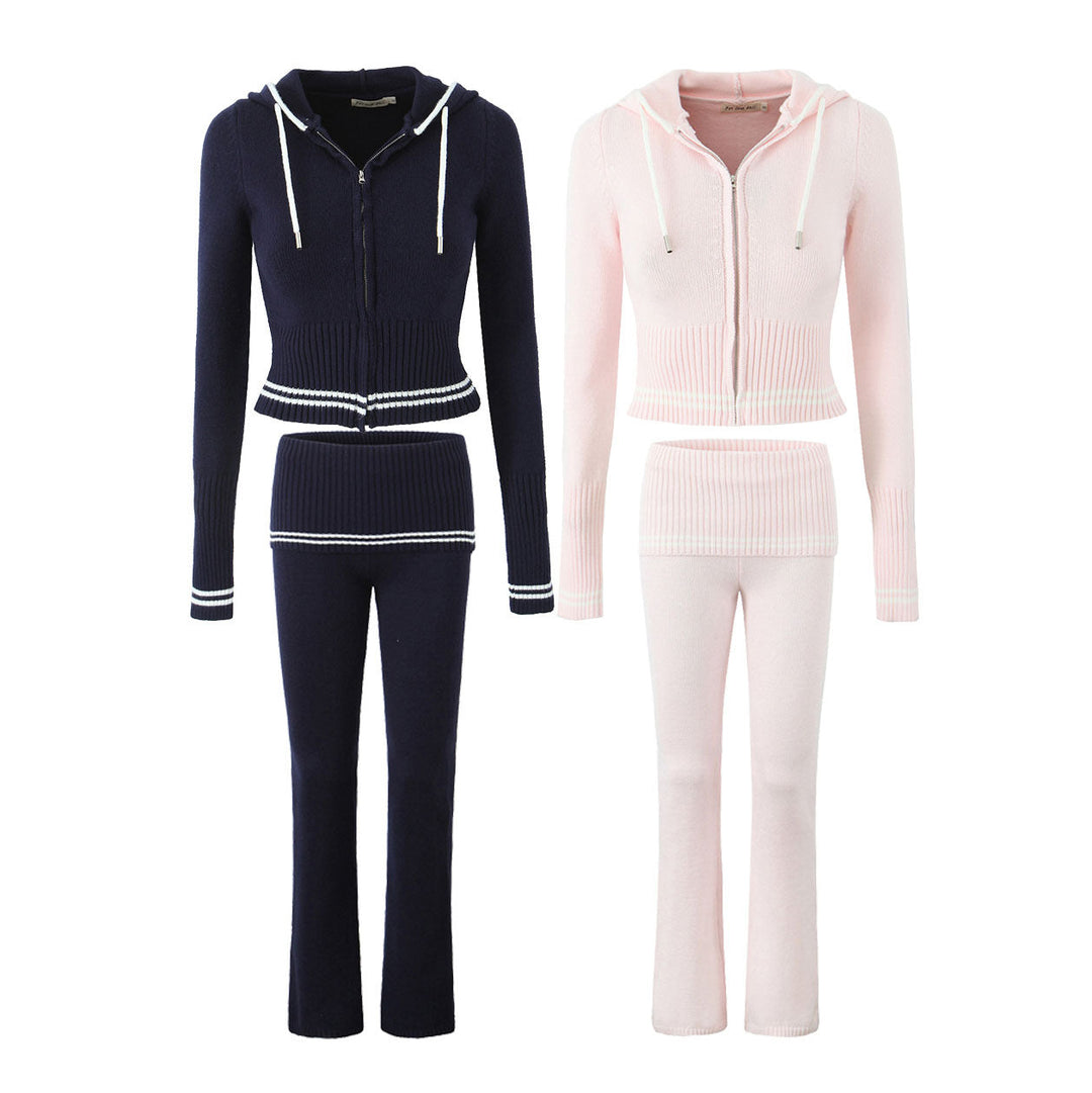 Stilla | Jakke-sæt Slim Fit Hætte Strikket Jakke Sæt