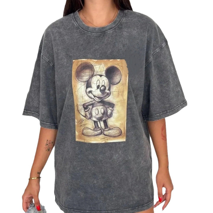 Dame Oversized T-Shirt med nostalgisk Mickey Mouse design Stilla