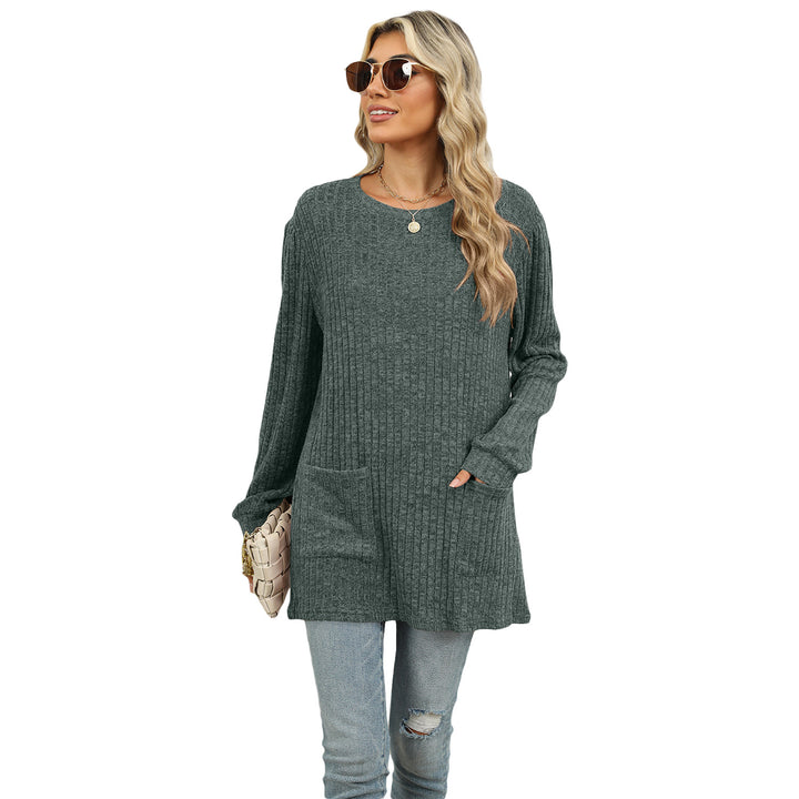 Dame Oversized Strikpullover med Sidelommer Stilla