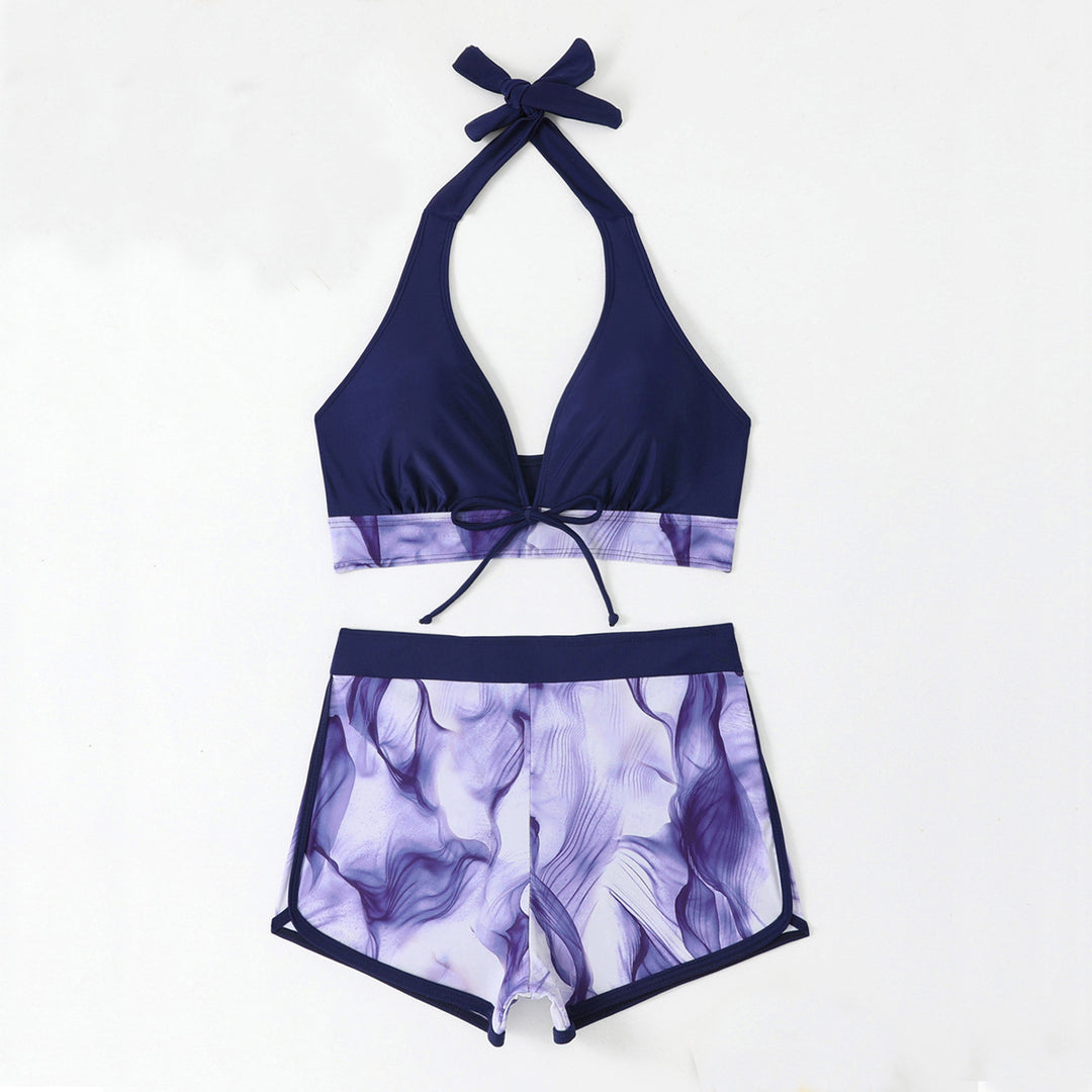 Dame sporty bikini sæt med dyb v-hals og komfortable shorts Skovae