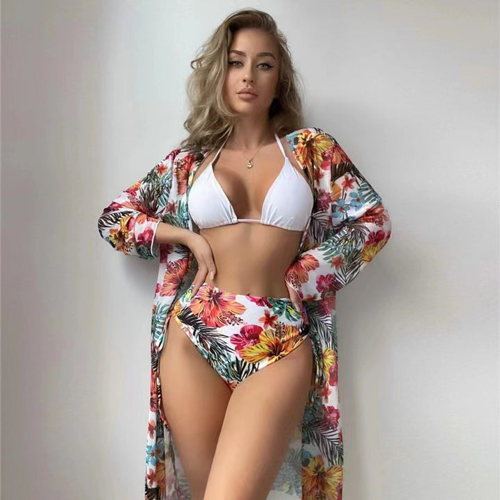 Dame bikini-sæt med blomsterhøjtalje og elegant overdel Stilla