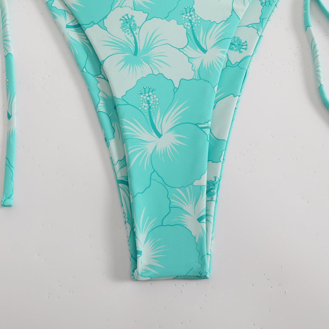 Dame blomster mønster trekant bikini sæt Stilla 1750839272