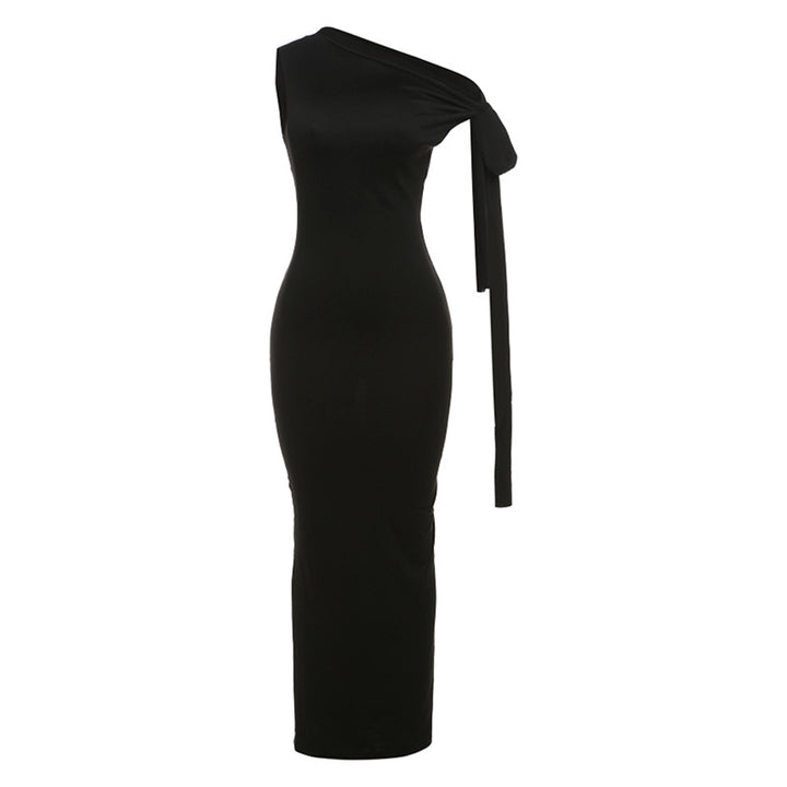 Damer Elegant figursyet One-Shoulder Maxikjole med sløjfe Skovae