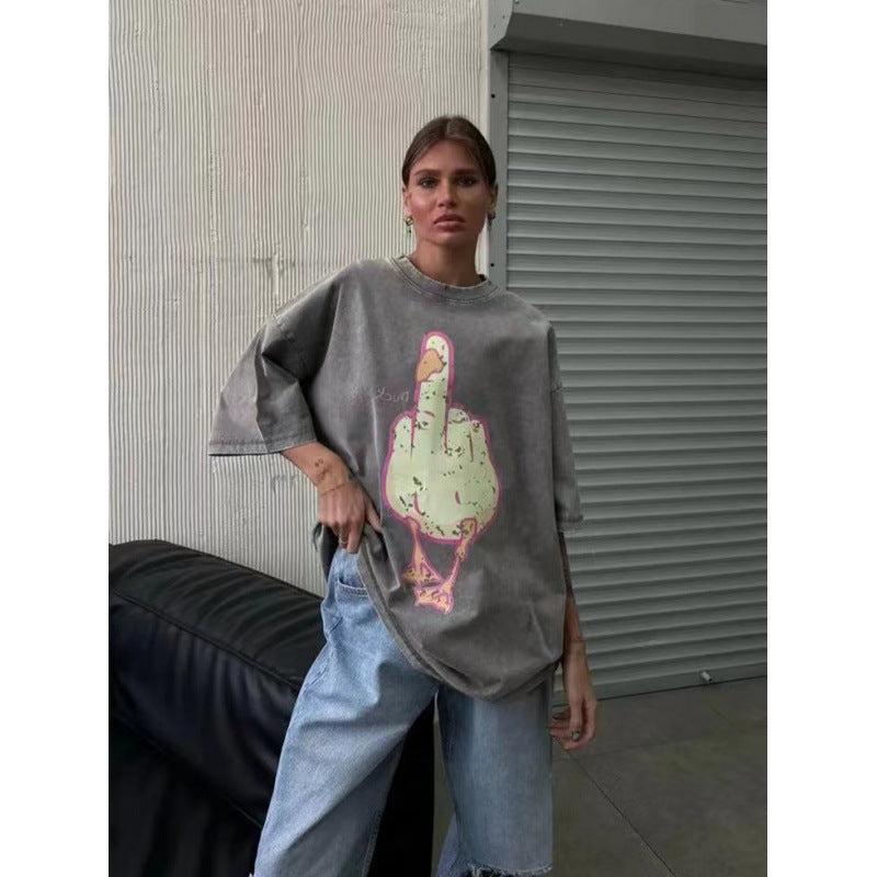 Dame Oversized T-Shirt med provokerende motiv Stilla