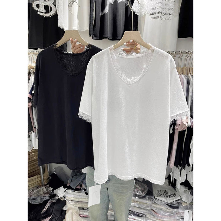 Femme Klassisk V-hals Blonde T-shirt Stilla