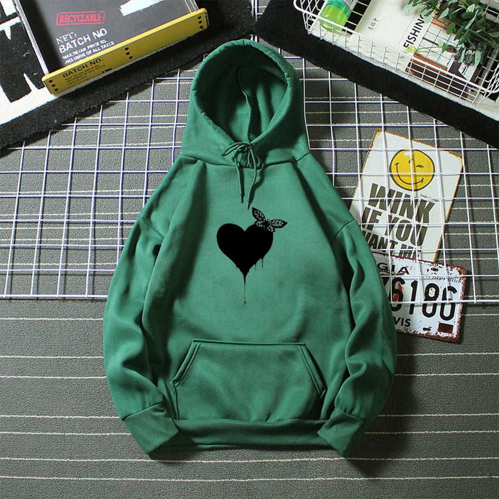 Kvinders hoodie med kreativ hjerte design Skovae