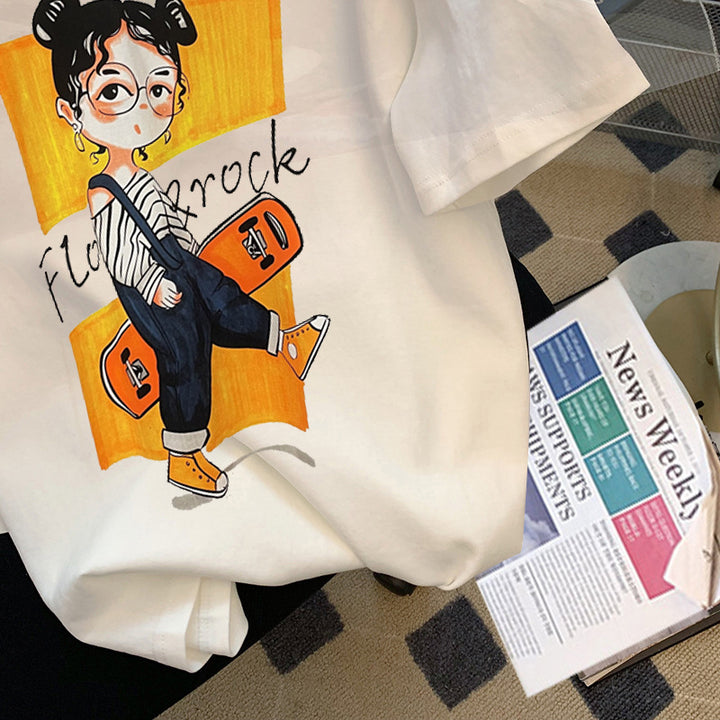 Dame T-Shirt med kreativt comic-design og afslappet pasform Stilla