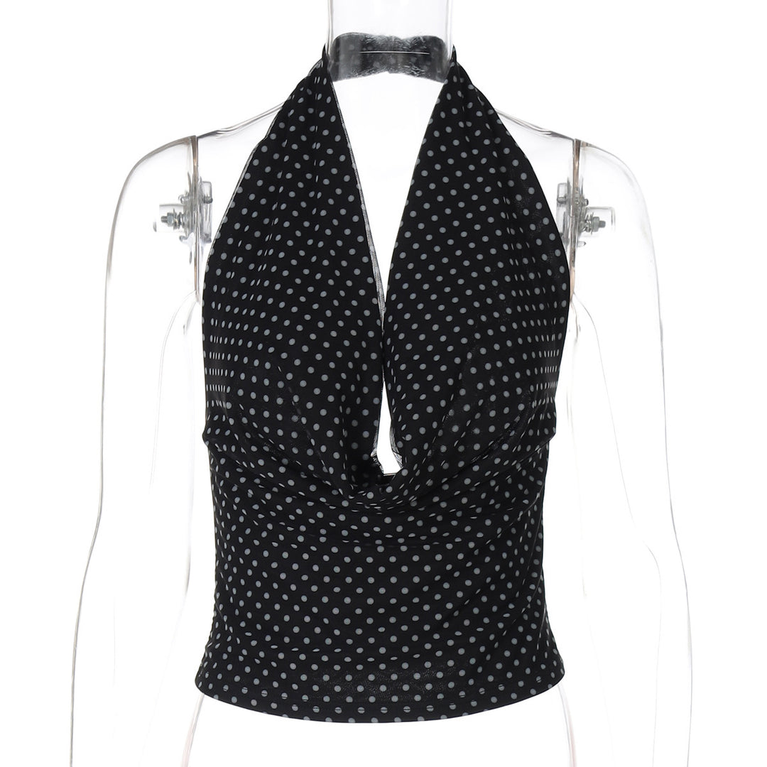 Dame indpakningsbluse med polka-dot design og elegant V-udskæring Stilla