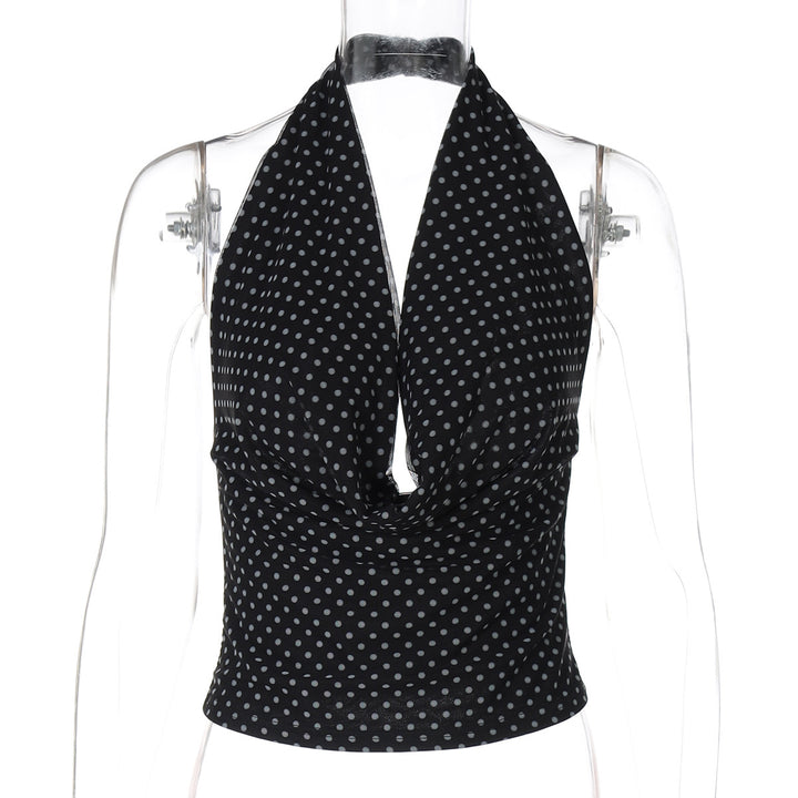 Dame indpakningsbluse med polka-dot design og elegant V-udskæring Stilla