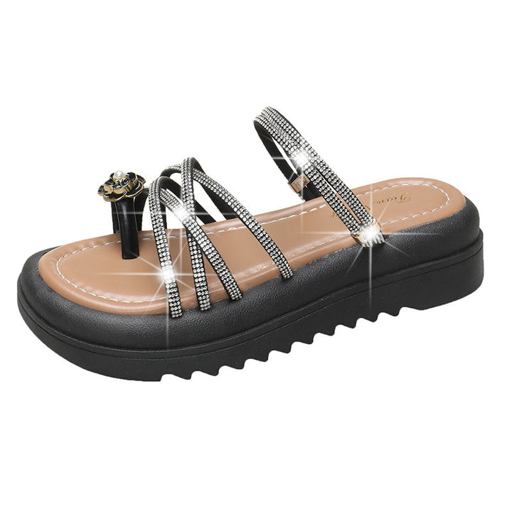 Dame Glamourøse Sandaler med funklende Strass detaljer og skridsikker sål Stilla