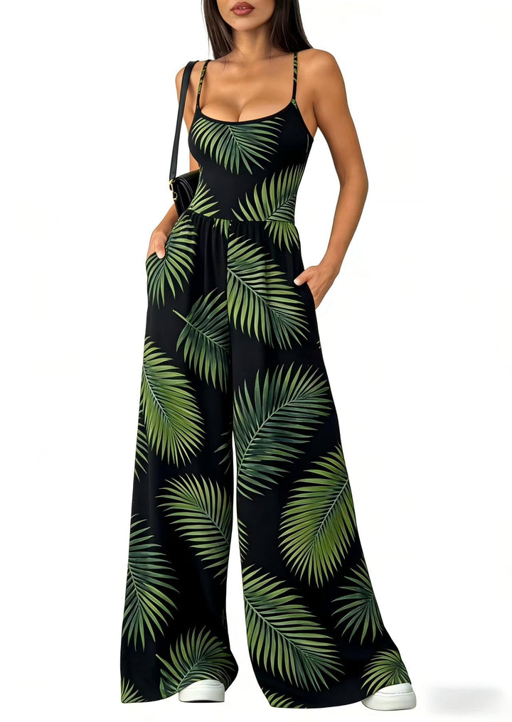 Dame Elegant jumpsuit med geometrisk print og brede ben Skovae