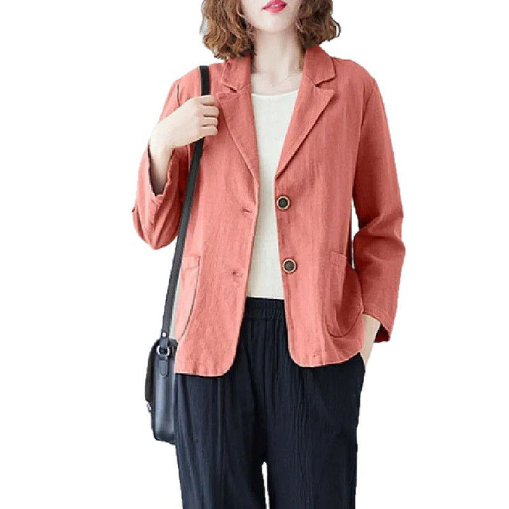 Kvinders afslappede linned blazer med stilfulde kontrastknapper Stilla