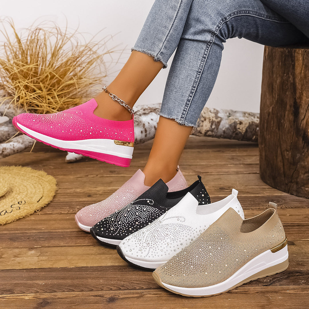 Dame Glitrende Slip-On Sneakers med behagelig sål og elastisk overdel Stilla