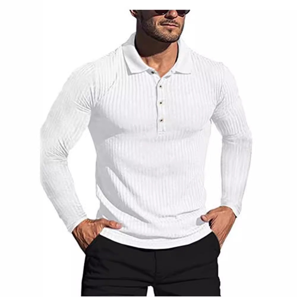 Herre struktureret langærmet polo shirt Stilla