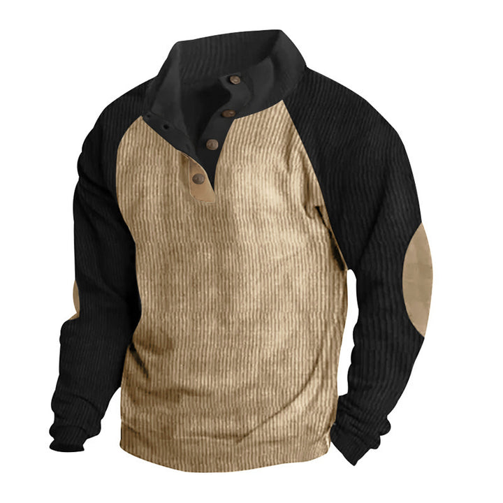 Herre casual sweater med fashionable krave og elastiske ærmer Stilla