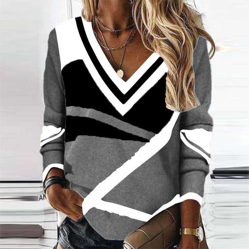 Stilla | Elegant Print V-Hals Mode T-shirt