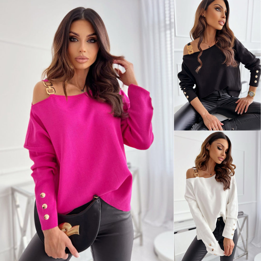 Kvinder Off-Shoulder Komfortabel Striktrøje Stilla