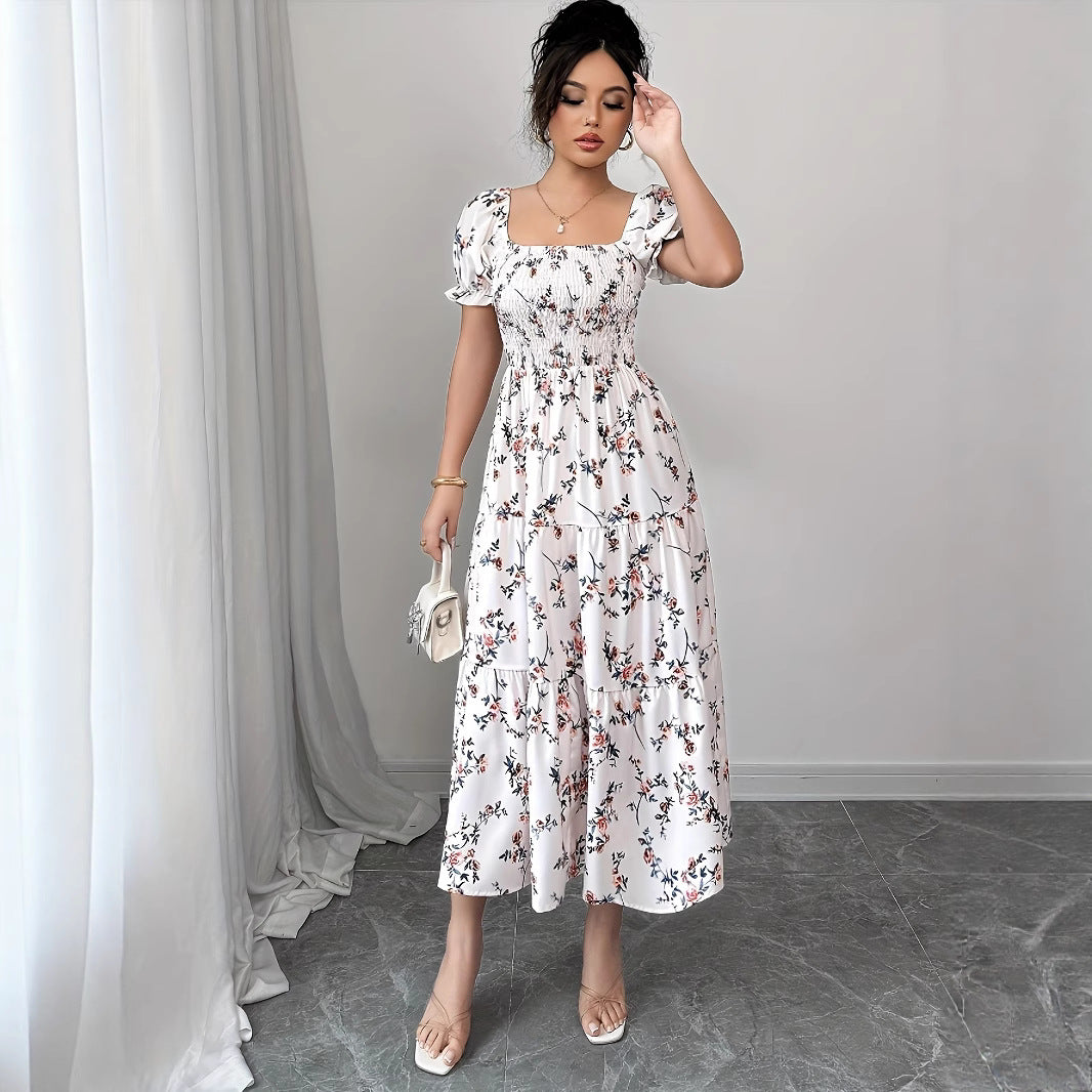 Dame Blomster Rynket Maxi Kjole Stilla